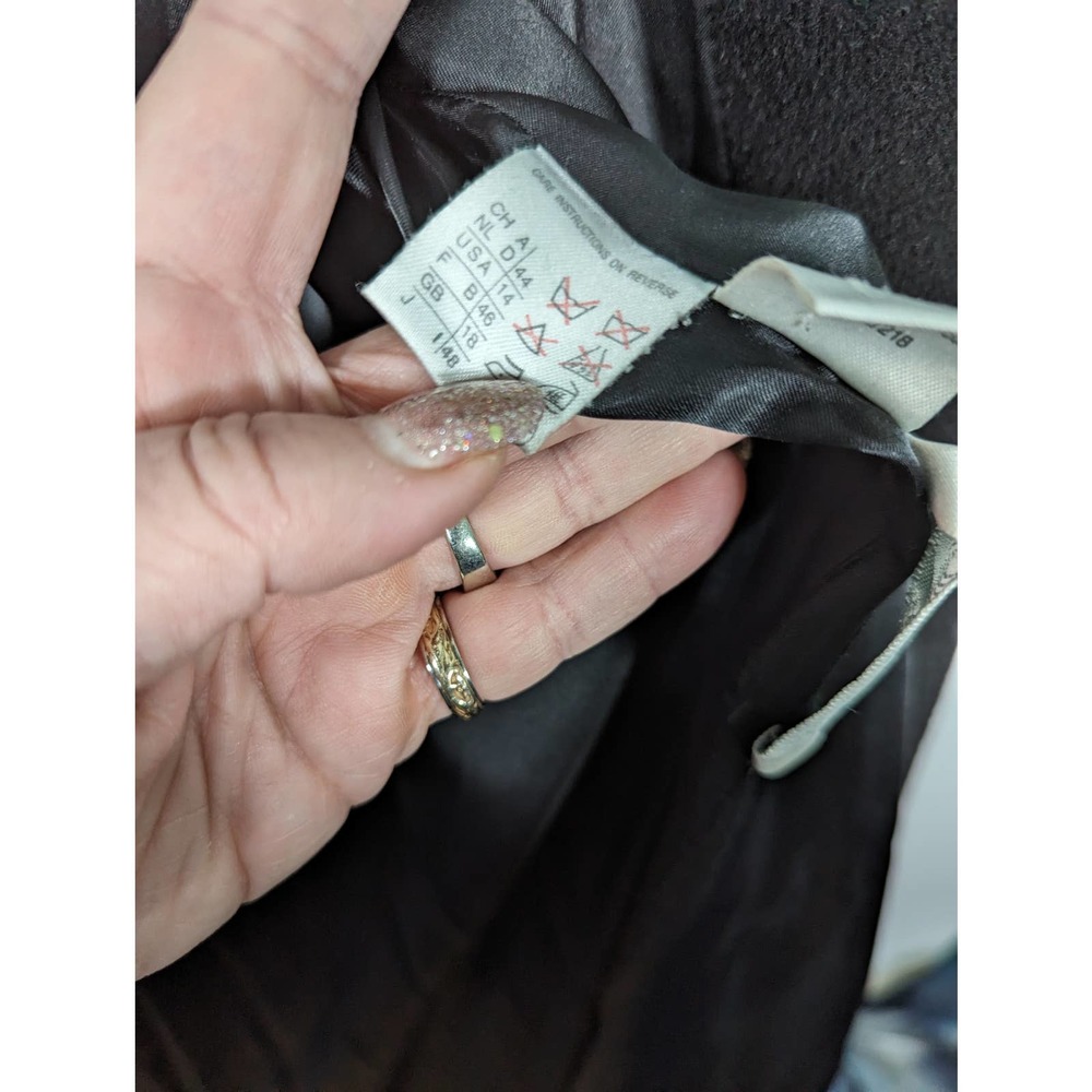 Vintage 80's MaxMara Made in Italy Black Wool Long Maxi Coat Double Breasted - Picture 7 of 12